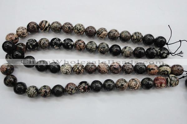 COB154 15.5 inches 14mm round snowflake obsidian beads