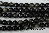 COB263 15.5 inches 6mm faceted round golden obsidian beads