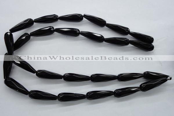 COB380 15.5 inches 10*30mm faceted teardrop black obsidian beads