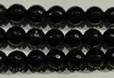 COB451 15.5 inches 6mm faceted round black obsidian beads