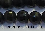 COB473 15.5 inches 6mm faceted round matte black obsidian beads