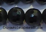 COB479 15.5 inches 18mm faceted round matte black obsidian beads