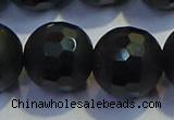 COB480 15.5 inches 20mm faceted round matte black obsidian beads