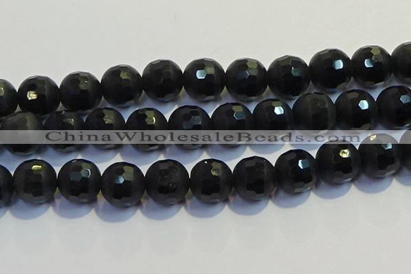 COB480 15.5 inches 20mm faceted round matte black obsidian beads