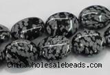 COB55 15.5 inches 12*16mm oval Chinese snowflake obsidian beads