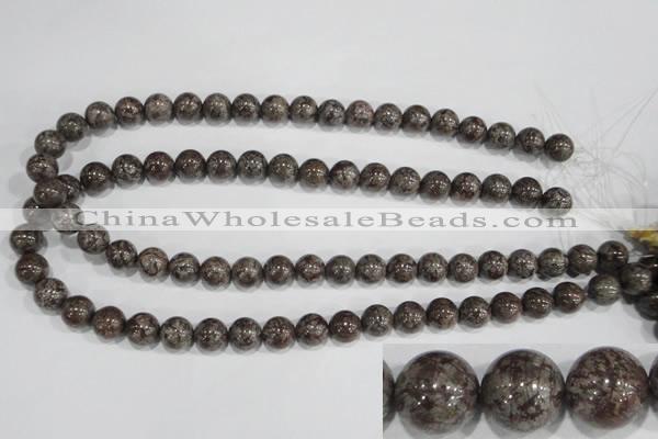 COB554 15.5 inches 12mm round red snowflake obsidian beads wholesale