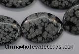 COB56 15.5 inches 22*30mm oval Chinese snowflake obsidian beads