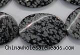 COB58 15.5 inches 25*35mm twisted oval Chinese snowflake obsidian beads