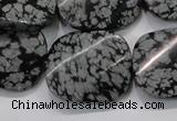 COB59 22*26mm twisted rectangle Chinese snowflake obsidian beads