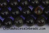 COB652 15.5 inches 8mm round gold black obsidian beads wholesale