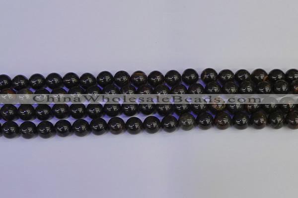 COB652 15.5 inches 8mm round gold black obsidian beads wholesale