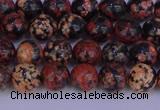 COB661 15.5 inches 6mm round red snowflake obsidian beads