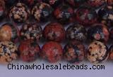 COB662 15.5 inches 8mm round red snowflake obsidian beads