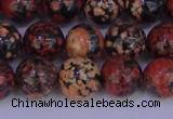 COB664 15.5 inches 12mm round red snowflake obsidian beads