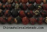 COB671 15.5 inches 6mm round matte red snowflake obsidian beads