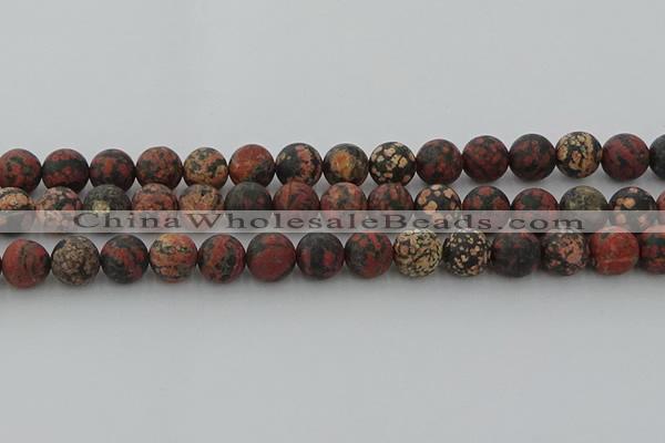 COB674 15.5 inches 12mm round matte red snowflake obsidian beads