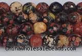 COB677 15.5 inches 6mm faceted round red snowflake obsidian beads