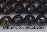 COB687 15.5 inches 10mm faceted round golden black obsidian beads