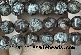 COB690 15.5 inches 4mm faceted round Chinese snowflake obsidian beads