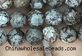 COB691 15.5 inches 6mm faceted round Chinese snowflake obsidian beads