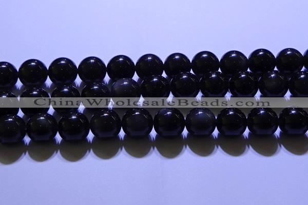 COB707 15.5 inches 18mm round ice black obsidian beads wholesale