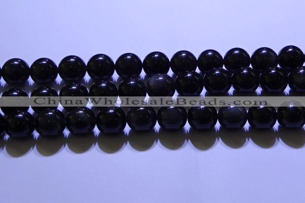 COB715 15.5 inches 14mm round ice black obsidian beads wholesale