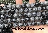 COB762 15.5 inches 12mm round snowflake obsidian beads wholesale