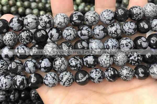 COB762 15.5 inches 12mm round snowflake obsidian beads wholesale