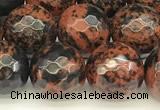 COB777 15 inches 10mm faceted round mahogany obsidian beads