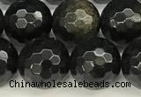 COB786 15 inches 8mm faceted round golden obsidian beads