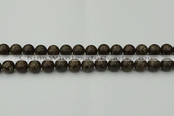 COB804 15.5 inches 12mm round red snowflake obsidian beads