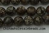 COB812 15.5 inches 8mm faceted round red snowflake obsidian beads