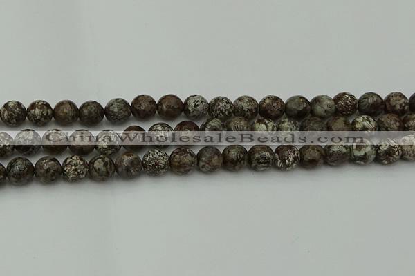 COB813 15.5 inches 10mm faceted round red snowflake obsidian beads