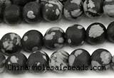 COB825 15 inches 4mm round matte snowflake obsidian beads