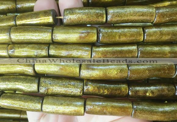 COBS14 15 inches 10*25mm tube golden coral beads wholesale