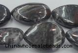 COJ02 15.5 inches 22*30mm flat teardrop blood jasper gemstone beads