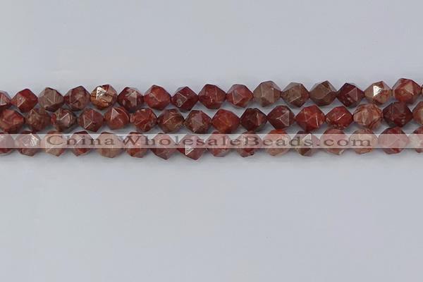 COJ1007 15.5 inches 8mm faceted nuggets pomegranate jasper beads