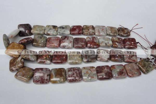 COJ216 15.5 inches 20*20mm square blood stone beads wholesale