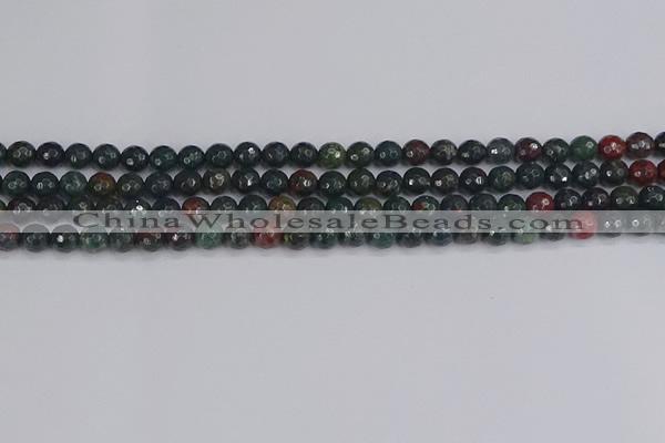 COJ310 15.5 inches 4mm faceted round Indian bloodstone beads