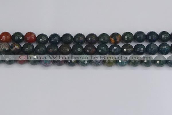 COJ313 15.5 inches 10mm faceted round Indian bloodstone beads