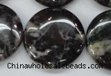 COJ37 15.5 inches 30mm flat round blood jasper gemstone beads