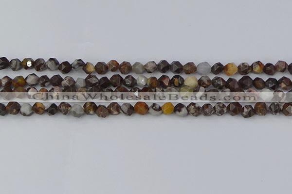 COJ371 15.5 inches 6mm faceted nuggets outback jasper beads