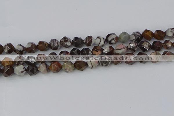 COJ373 15.5 inches 10mm faceted nuggets outback jasper beads