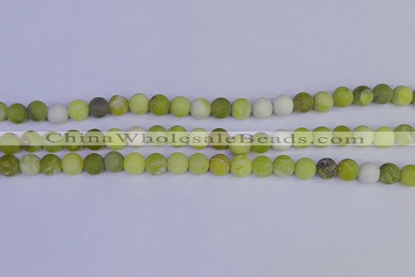 COJ402 15.5 inches 8mm round matte olive jade beads wholesale