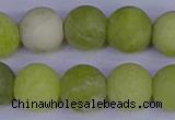 COJ405 15.5 inches 14mm round matte olive jade beads wholesale