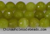 COJ410 15.5 inches 8mm faceted round olive jade beads