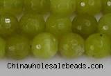 COJ411 15.5 inches 10mm faceted round olive jade beads