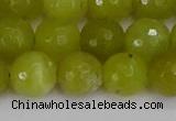 COJ412 15.5 inches 12mm faceted round olive jade beads