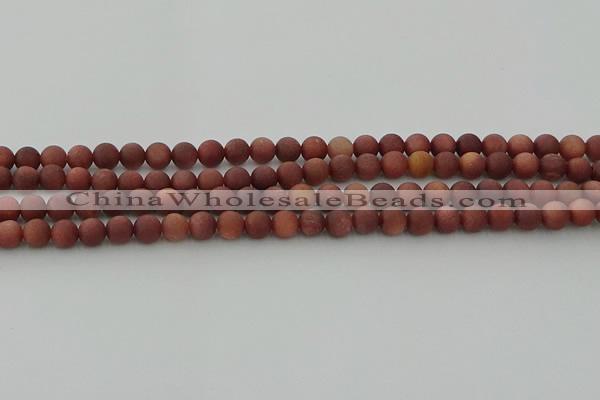 COJ471 15.5 inches 6mm round matte African blood jasper beads