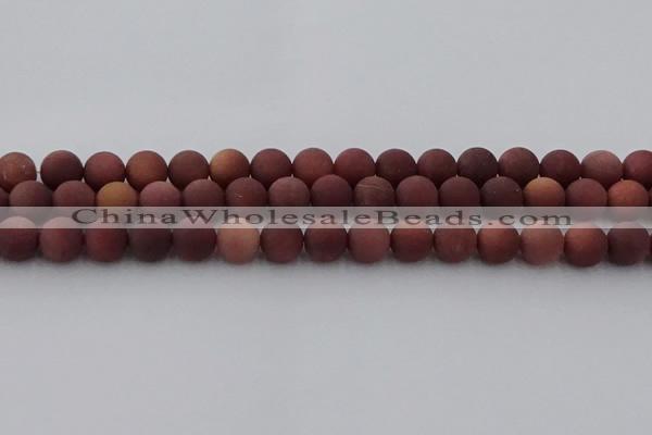 COJ473 15.5 inches 10mm round matte African blood jasper beads